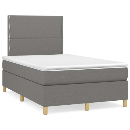 Sommier à lattes de lit avec matelas gris foncé 120x190cm tissu 