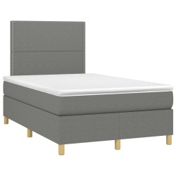 Sommier à lattes de lit avec matelas gris foncé 120x190cm tissu 