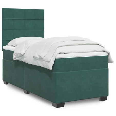 Sommier à lattes de lit avec matelas Vert foncé 90x190 cm 