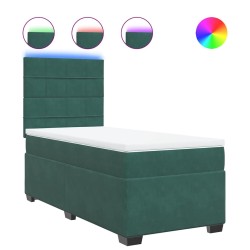 Sommier à lattes de lit avec matelas Vert foncé 90x190 cm 