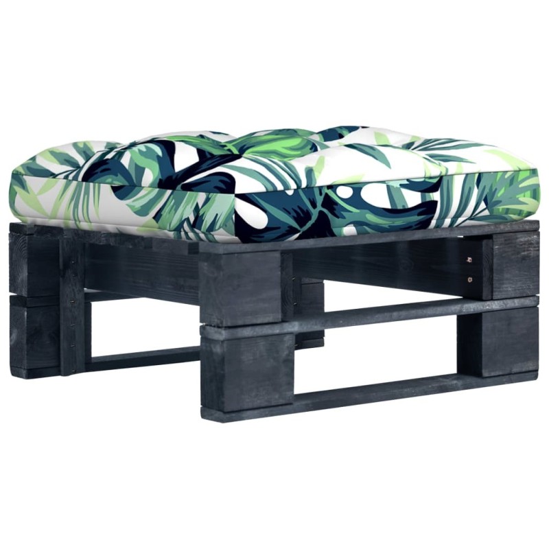 Pouf palette de jardin noir bois de pin imprégné 