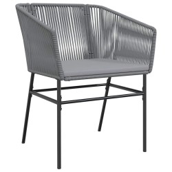 Ensemble à manger jardin coussins 5 pcs gris poly rotin verre 