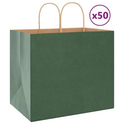 Sacs en papier 50 pcs avec poignées vert 32x22x28 cm 