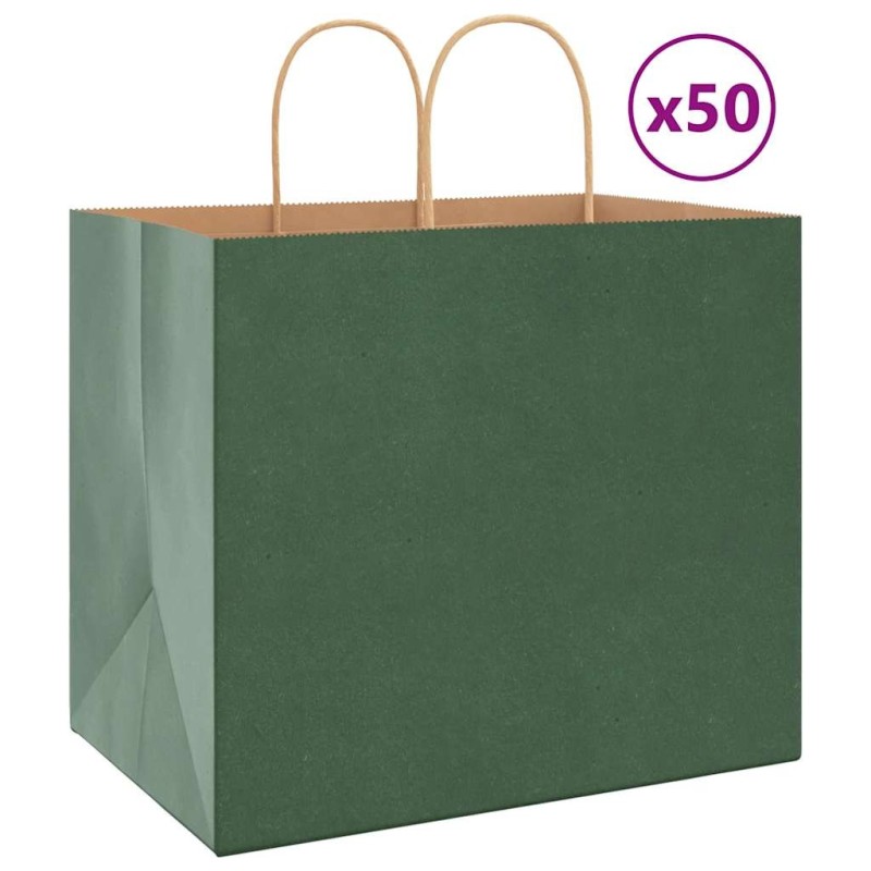Sacs en papier 50 pcs avec poignées vert 32x22x28 cm 