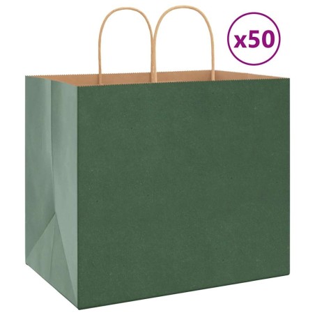 Sacs en papier 50 pcs avec poignées vert 32x22x28 cm 