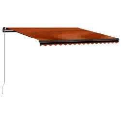 Auvent manuel rétractable avec LED 450x300 cm Orange et marron 