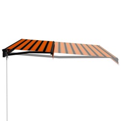 Auvent manuel rétractable avec LED 450x300 cm Orange et marron 