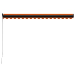 Auvent manuel rétractable avec LED 450x300 cm Orange et marron 
