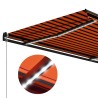 Auvent manuel rétractable avec LED 450x300 cm Orange et marron 