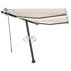 Auvent manuel rétractable avec LED 350x250 cm Crème 