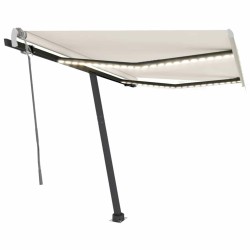 Auvent manuel rétractable avec LED 350x250 cm Crème 
