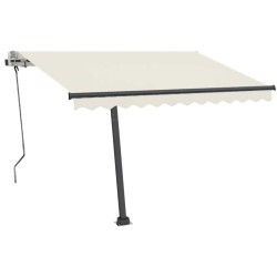 Auvent manuel rétractable avec LED 350x250 cm Crème 