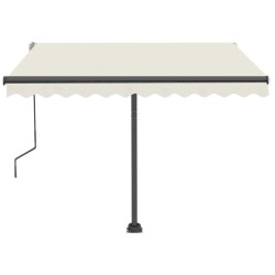 Auvent manuel rétractable avec LED 350x250 cm Crème 