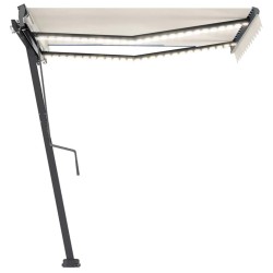 Auvent manuel rétractable avec LED 350x250 cm Crème 