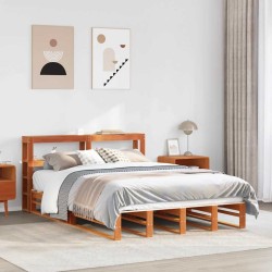 Cadre de lit sans matelas cire marron 160x200cm bois pin massif 