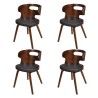 Chaises à manger lot de 4 marron bois courbé et similicuir 