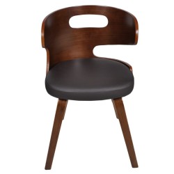 Chaises à manger lot de 4 marron bois courbé et similicuir 