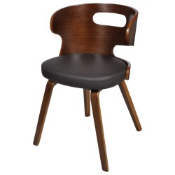 Chaises à manger lot de 4 marron bois courbé et similicuir 
