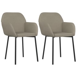 Chaises à manger lot de 2 Gris clair Velours 