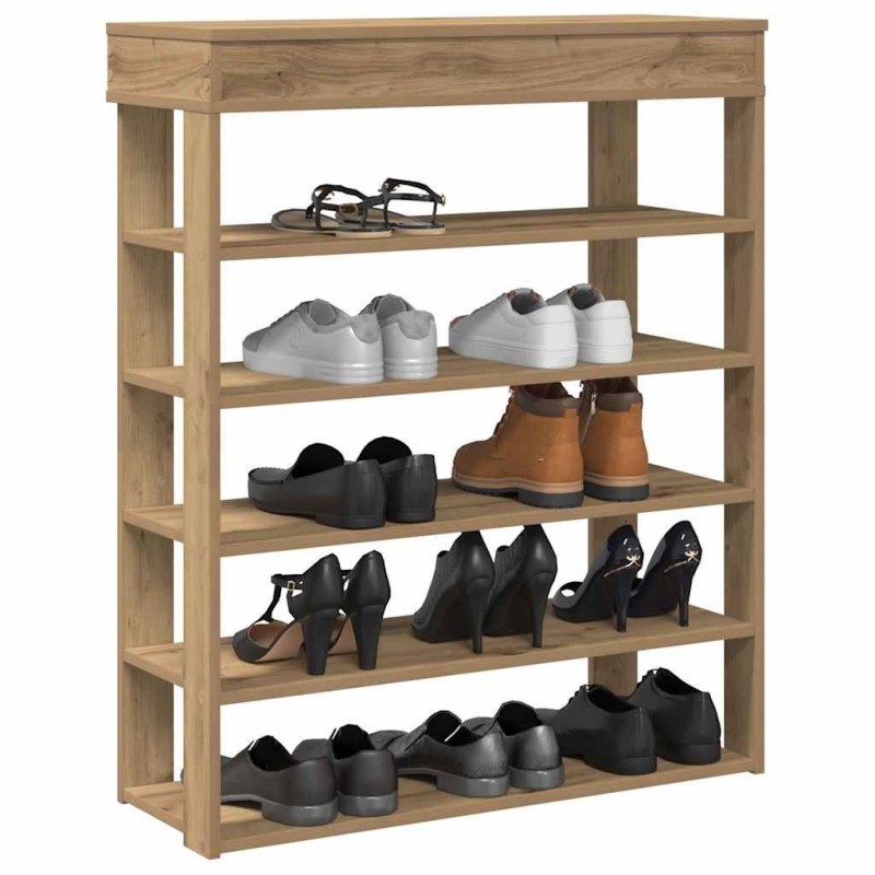 Étagère à chaussures chêne artisanal bois d'ingénierie 