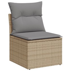 Salon de jardin avec coussins 6 pcs beige résine tressée 