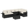 Salon de jardin 7 pcs avec coussins noir résine tressée 