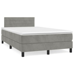 Sommier à lattes de lit et matelas gris clair 120x190cm velours 