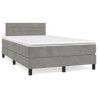 Sommier à lattes de lit et matelas gris clair 120x190cm velours 