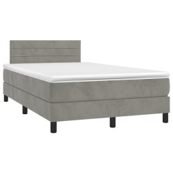 Sommier à lattes de lit et matelas gris clair 120x190cm velours 