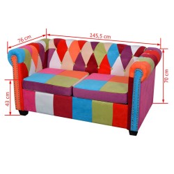 Canapé Chesterfield 2 places tissu 