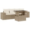 Salon de jardin avec coussins 5 pcs beige résine tressée 