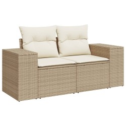 Salon de jardin avec coussins 5 pcs beige résine tressée 