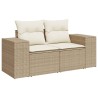 Salon de jardin avec coussins 5 pcs beige résine tressée 