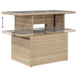 Salon de jardin avec coussins 5 pcs beige résine tressée 