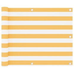 Écran de balcon Blanc et jaune 75x600 cm Tissu Oxford 