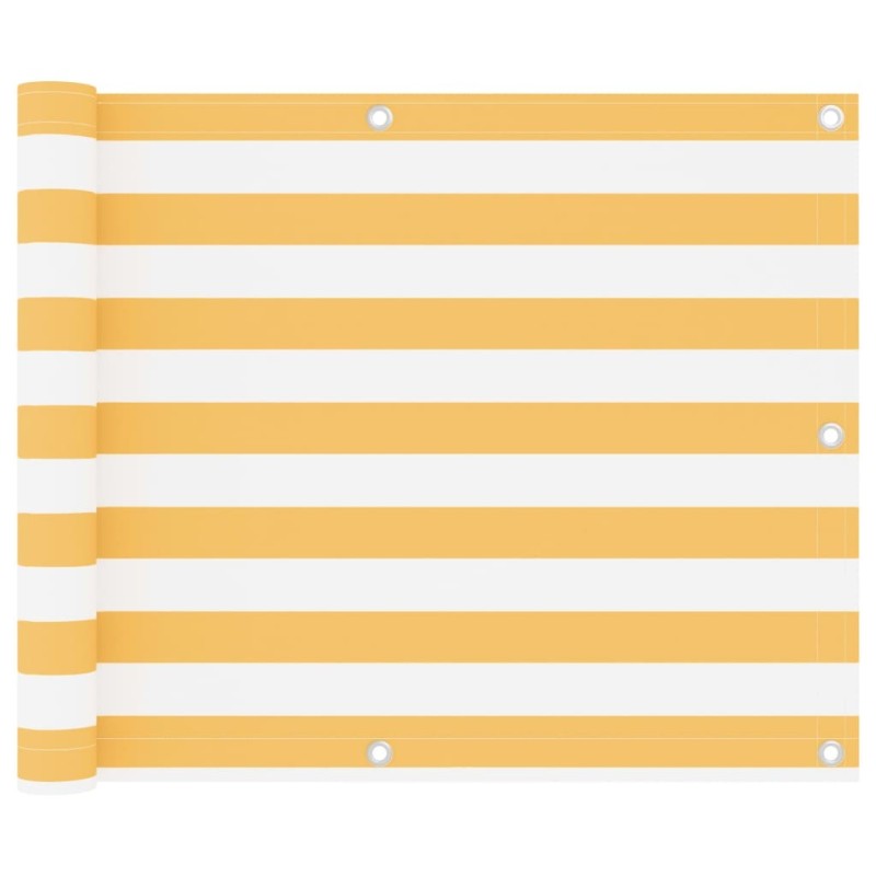 Écran de balcon Blanc et jaune 75x600 cm Tissu Oxford 