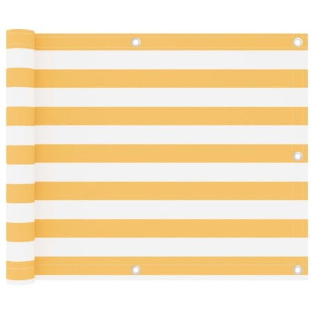 Écran de balcon Blanc et jaune 75x600 cm Tissu Oxford 