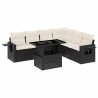 Salon de jardin 7 pcs avec coussins noir résine tressée 