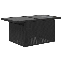 Salon de jardin 7 pcs avec coussins noir résine tressée 