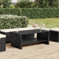 Table basse noir 100x50x40 cm résine tressée 