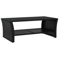 Table basse noir 100x50x40 cm résine tressée 
