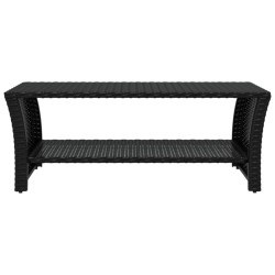 Table basse noir 100x50x40 cm résine tressée 