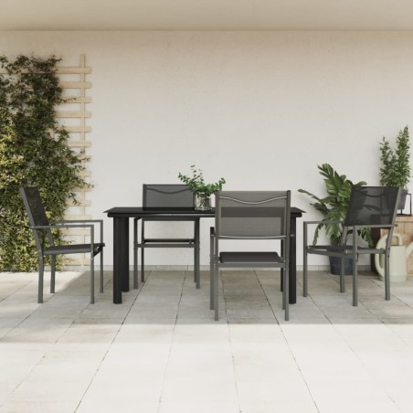 Ensemble à manger de jardin 5 pcs noir textilène et acier 