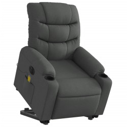 Fauteuil inclinable de massage électrique Gris foncé Tissu 