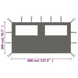 Paroi latérale de belvédère avec fenêtres 4x2 m Anthracite 