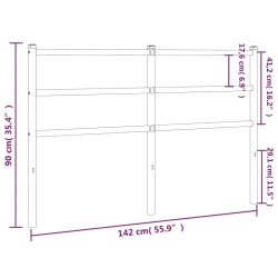 Tête de lit métal blanc 135 cm 