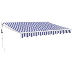 Auvent rétractable automatique bleu et blanc 3x2,5 m 