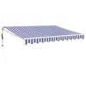 Auvent rétractable automatique bleu et blanc 3x2,5 m 