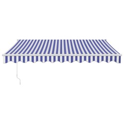 Auvent rétractable automatique bleu et blanc 3x2,5 m 