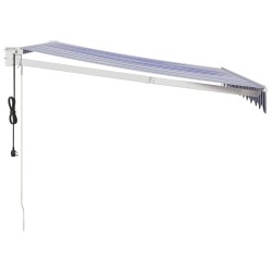 Auvent rétractable automatique bleu et blanc 3x2,5 m 